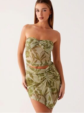 NWTs Micromesh Varona Peppermayo Green Floral Strapless Cutout Mini Dress